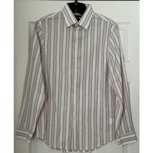 Men's Express Extra Slim Dress Shirt XS White Pink Striped